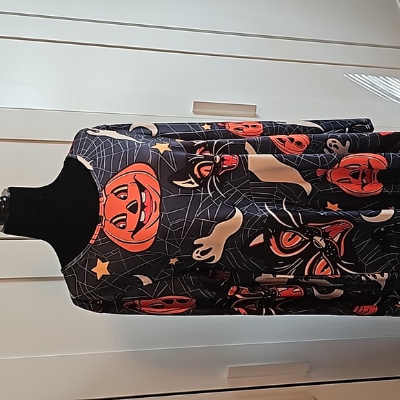 Vintage Halloween print Black cat and pumpkin Jack lantern sz XL BNWT dress fall - Picture 5 of 6